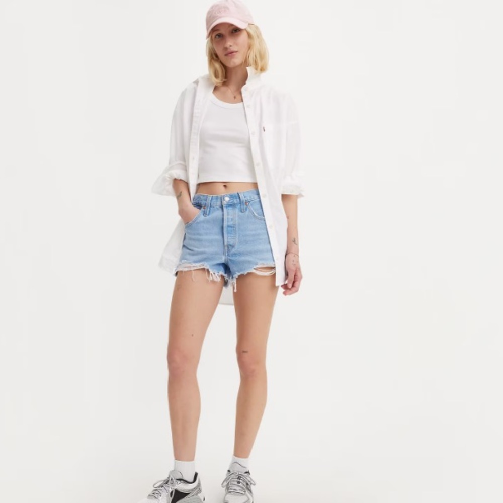Levi’s 501® HIGH RISE WOMEN'S SHORTS size 31 Light blue 100 cotton button fly
